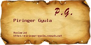 Piringer Gyula névjegykártya