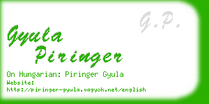 gyula piringer business card